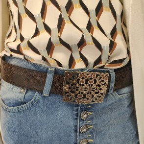 Ceinture reversible femme Serpent marron / Noir